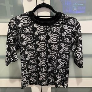 Silver and Black TopShop Blouse quarter sleeves